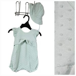KYLE & DEENA Baby Girls 2-Pc Cotton Romper & Sun Hat Set Mint Green Macy's 0-3M